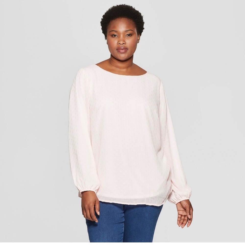 Long sleeve chiffon blouse with cami pink - Picture 3 of 4